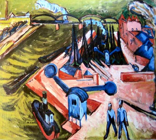 Ernst Ludwig Kirchner Frankfurter Westhafen oil painting picture